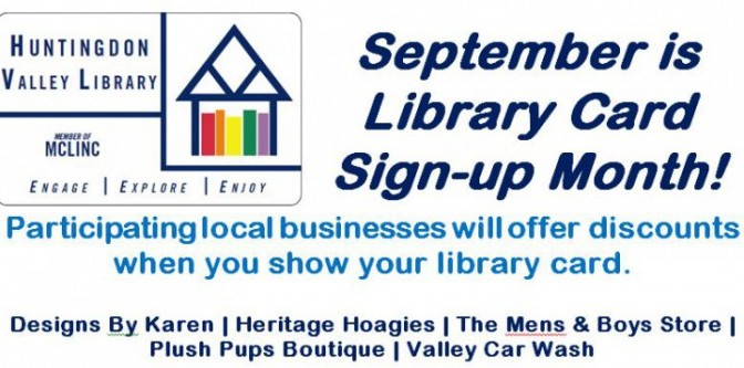 Aug 30 Programs and Library Card Sign-up Month